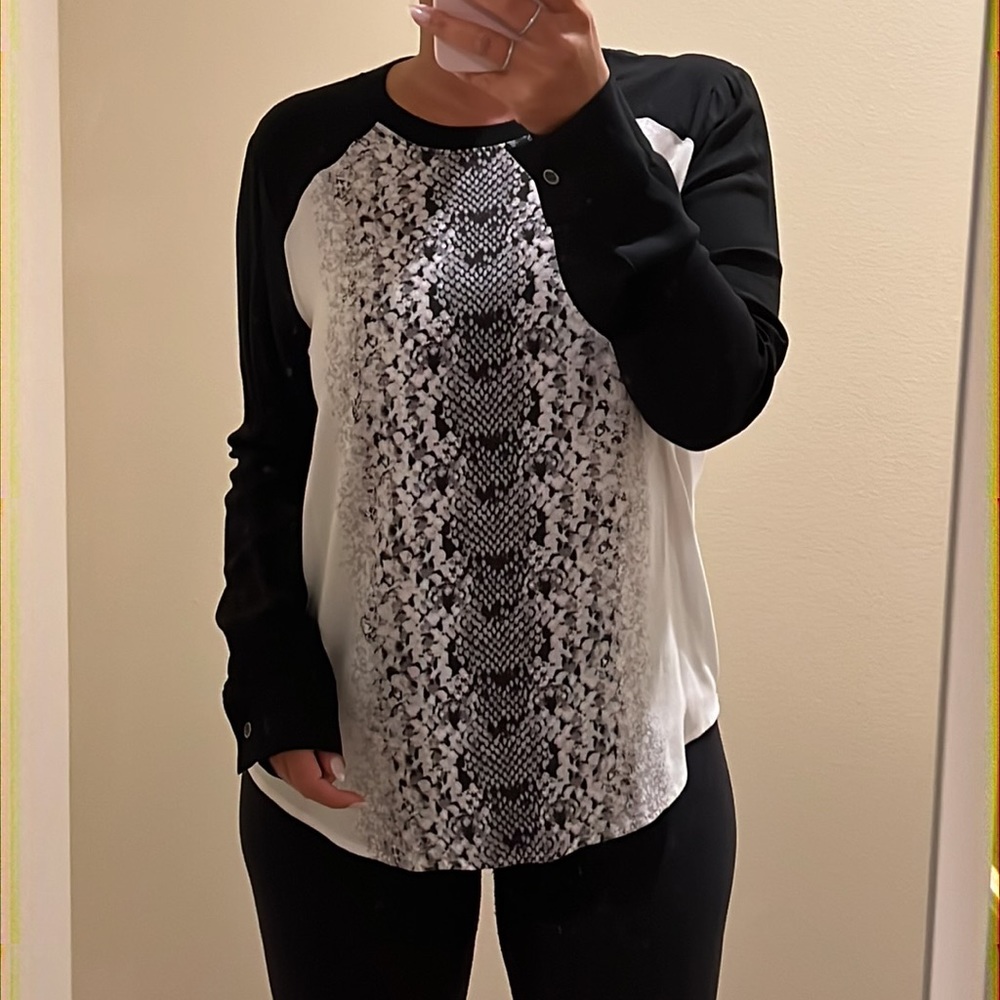 Black and white snake print blouse